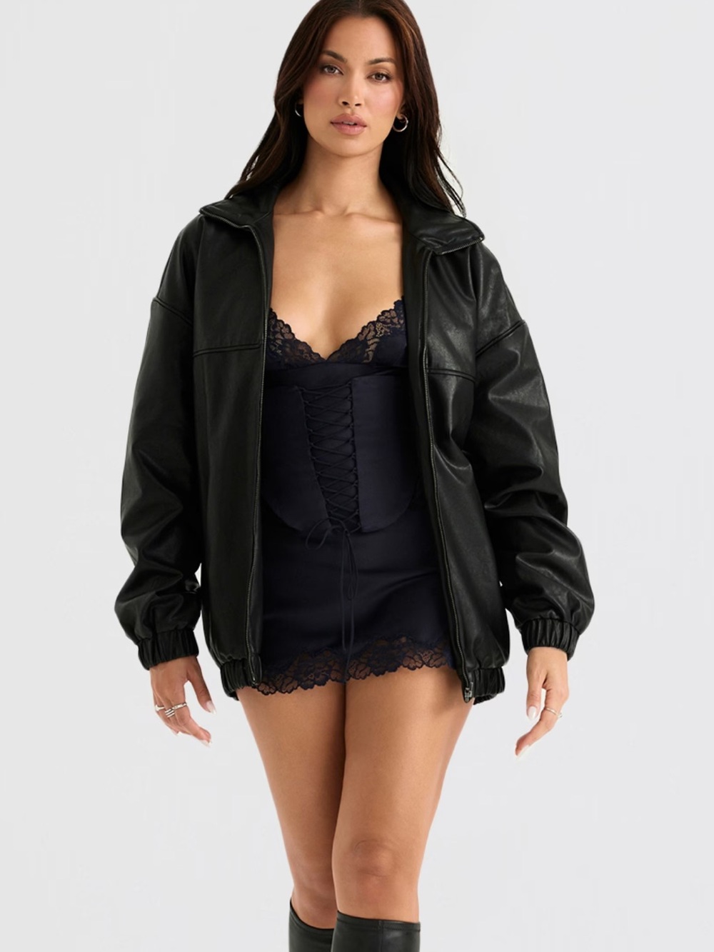 House of CB Black Larissa Faux Leather Jacket